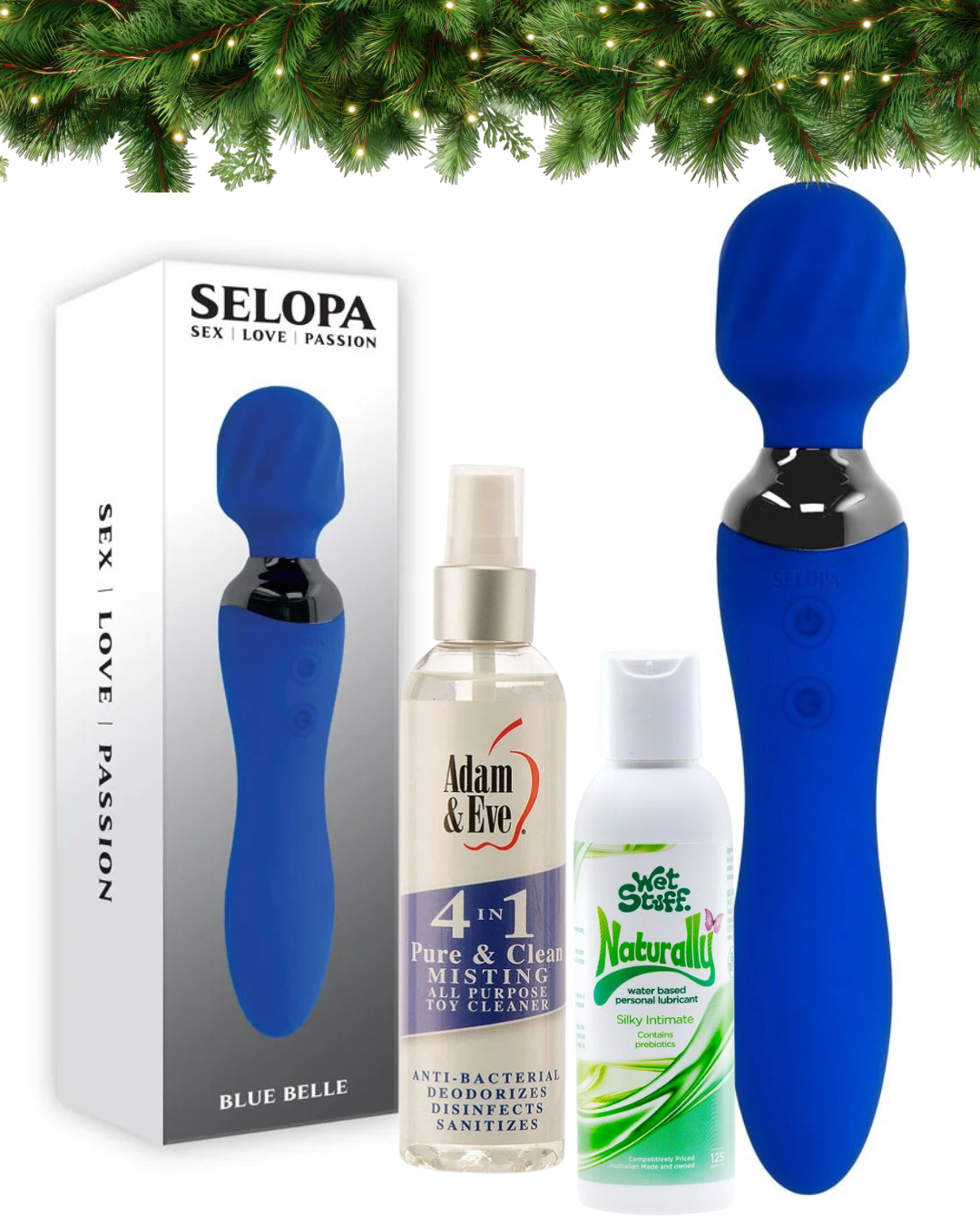 Selopa BLUE BELLE - USB Rechargeable & Massage Wand Bundle