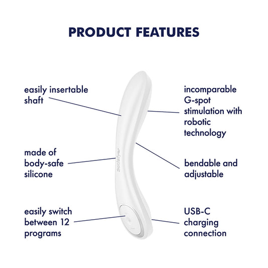 Satisfyer G-Spot Wave 2 - White - White 23.6 cm USB Rechargeable Flicking Tip Vibrator