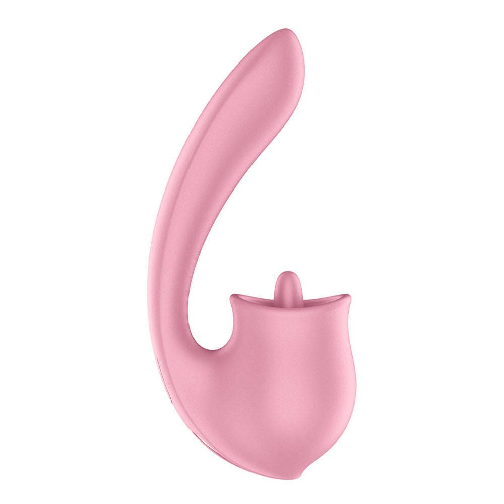 Satisfyer Tongue Genius - Pink USB Rechargeable Vibrator with Flicking Clit Stimulator