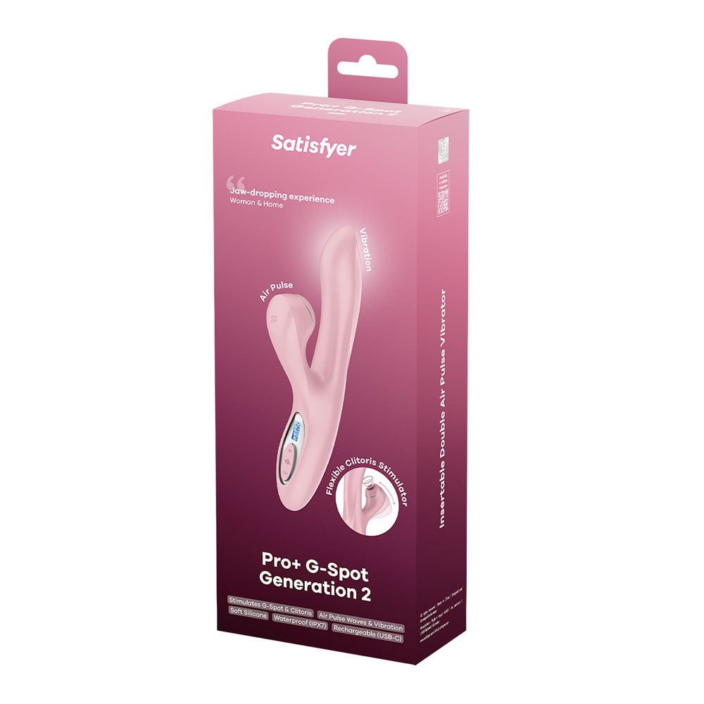 Satisfyer Pro + G-Spot - Pink - Rose Pink 22 cm USB-C Rechargeable Rabbit Vibrator with Touch-Free Clitoral Stimulator