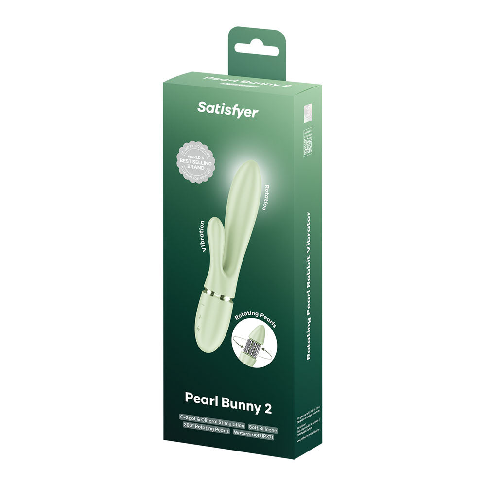 Satisfyer Pearl Bunny 2 - Light Green - Light Green 21.5 cm USB-C Rechargeable Rabbit Vibrator