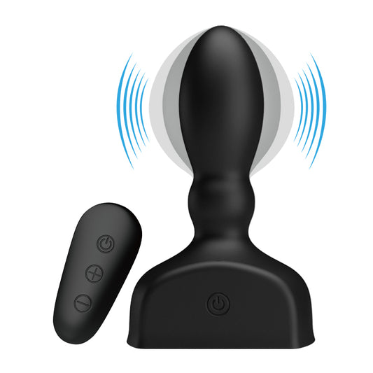 MR PLAY Inflatable Anal Plug - Black USB Rechargeable Inflatable Anal Plug with Wireless Remote