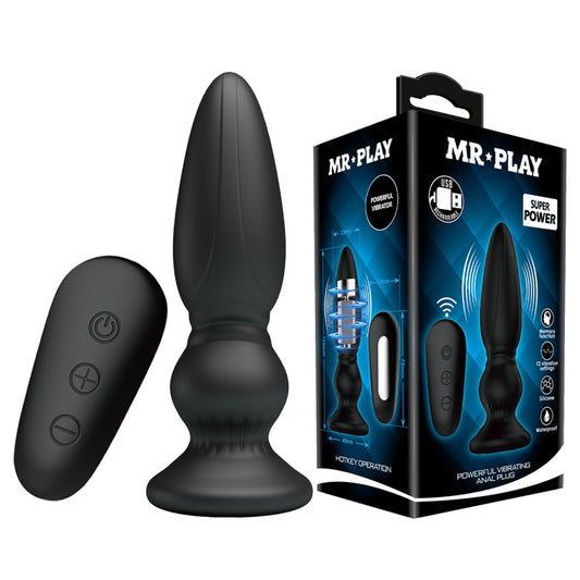 MR PLAY Powerful Vibrating Anal Plug - Black 12.5 cm USB Rechargeable Vibrating Anal Plug with Remote