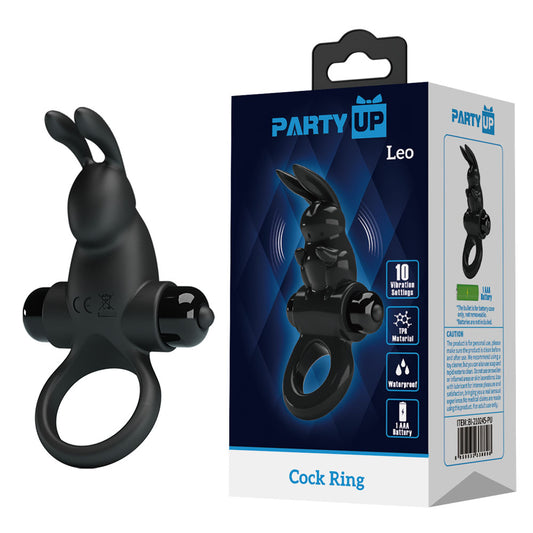 Party Up LARRY Vibrating Cock Ring - Black Vibrating Cock Ring