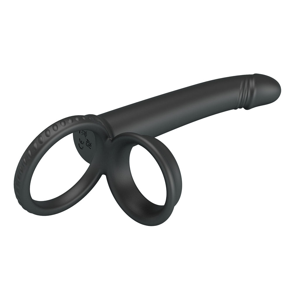 Party Up MARTIN Double Penetrator - Black Cock & Ball Rings with Double Penetrator