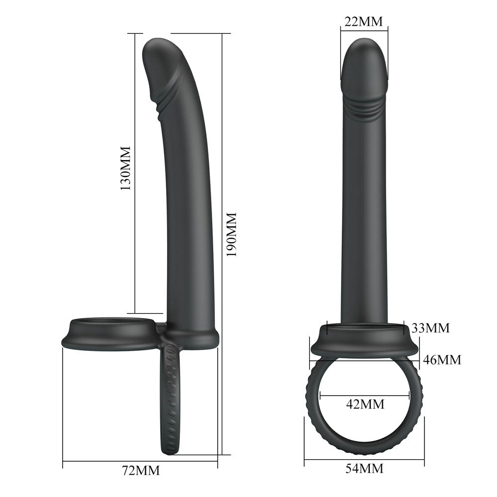 Party Up MARTIN Double Penetrator - Black Cock & Ball Rings with Double Penetrator