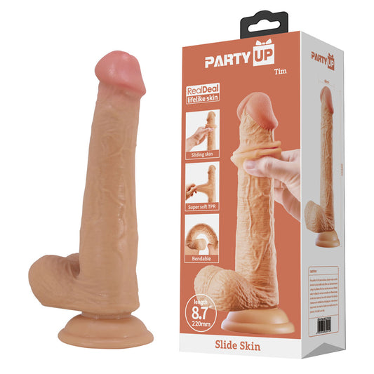 Party Up TIM Slide Skin Dong - Flesh 22 cm Flexible Dildo