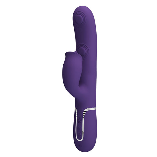 Party Up ALAN Dual Motor Vibrator - Purple - Purple 22.8 cm USB Rechargeable Vibrator with Licking Clit Stimulator and Thumping Shaft