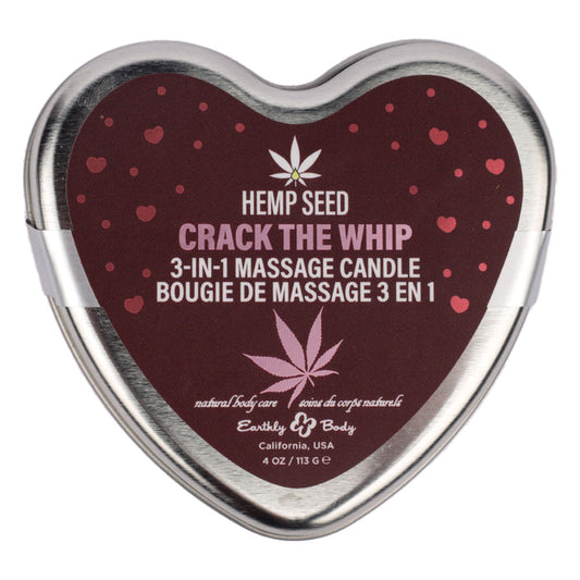 EB Hemp Seed 3 in 1 Massage Heart Candle - Crack The Whip - Crack The Whip (Dew-Kissed Rose, Violet Petals, Warm Amber) - 113 g