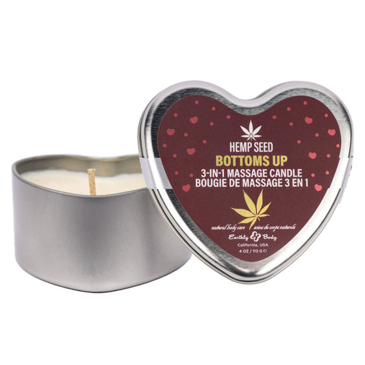 EB Hemp Seed 3 in 1 Massage Heart Candle - Bottom's Up - Bottoms Up (Wild Blueberries, Dewy Meadow-grass, Sweet Wildflowers) - 113 g