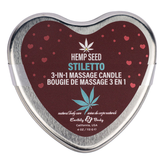 EB Hemp Seed 3 in 1 Massage Heart Candle - Stiletto - Stiletto (Flowering Sage, Wildflower Honey, Creamy Sandalwood) - 113 g