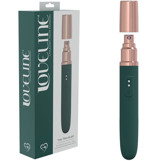 LOVELINE The Traveler - Green - Green 17.6 cm USB Rechargeable Vibrator with Lube Applicator