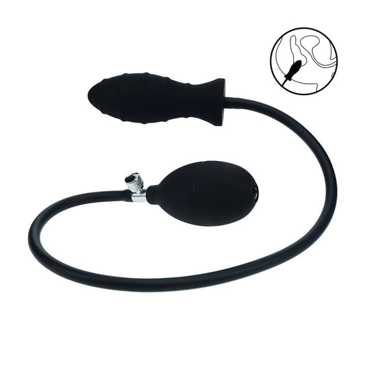 LEVELZ Ribbed Inflatable Anal Plug - Black Inflatable Butt Plug