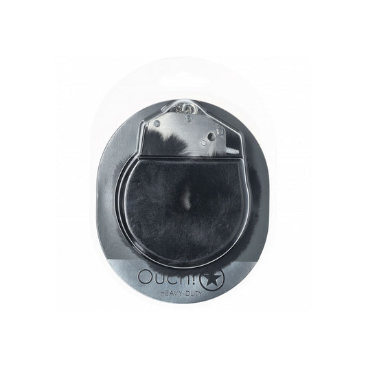 OUCH! Heavy-Duty Fluffy Cuffs - Black - Black Fluffy Restraints