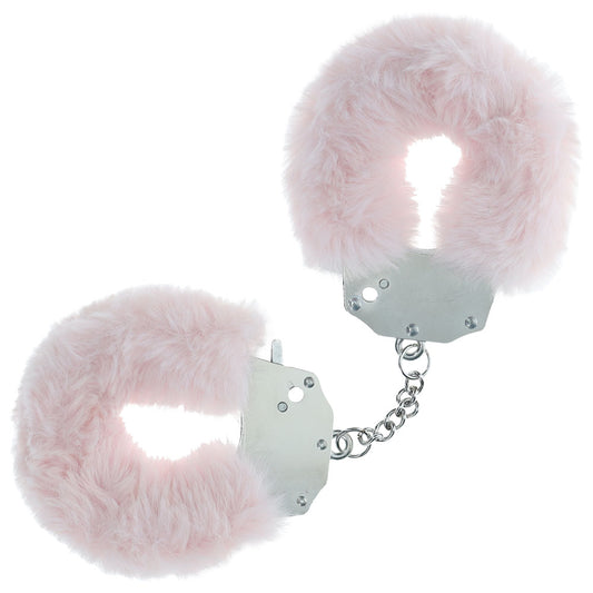 OUCH! Heavy-Duty Fluffy Cuffs - Powder Pink - Powder Pink Fluffy Restraints