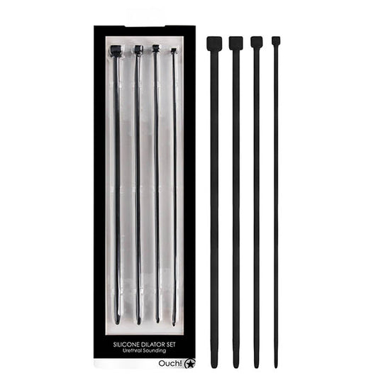 OUCH! Urethral Sounding Dilator Set - Black Silicone Urethral Sound Set