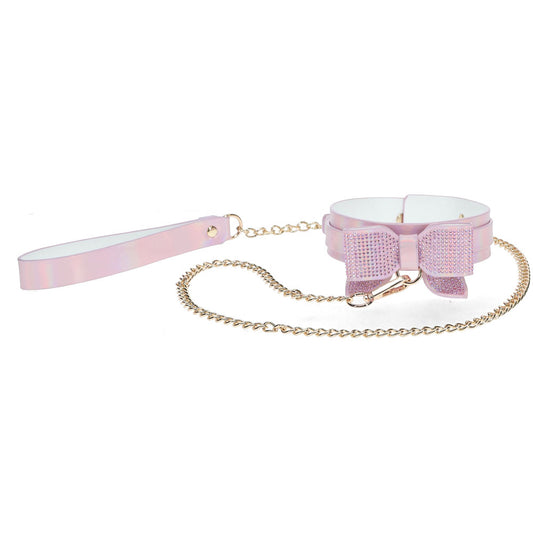 OUCH! Paris Collection - Collar with Leash - Pink Restraint