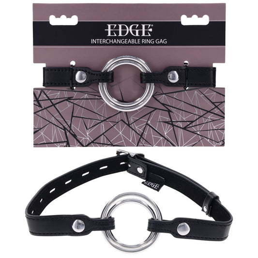 EDGE Interchangeable Ring Gag - Black Mouth Gag Restraint with 2 Interchangeable Pieces