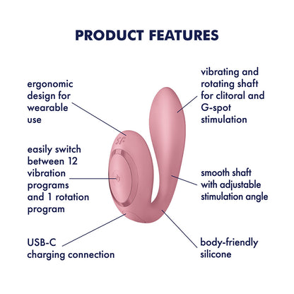 Satisfyer Desire 360 - Pink USB-C Rechargeable Rotating Wearable Vibrator