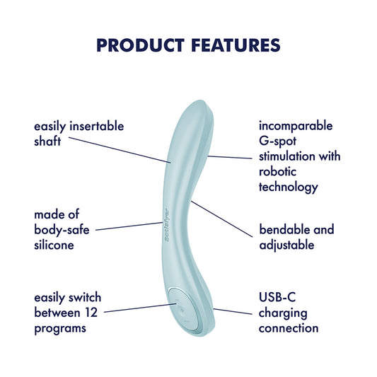 Satisfyer G-Spot Wave 2 - Ice Blue - Ice Blue 23.6 cm USB Rechargeable Flicking Tip Vibrator