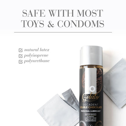 JO Gelato Decadent Double Chocolate Lubricant - 120 mL - Chocolate Flavoured Water Based Lubricant - 120 ml Bottle