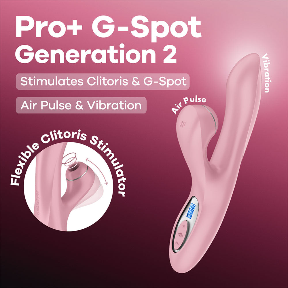 Satisfyer Pro + G-Spot - Pink - Rose Pink 22 cm USB-C Rechargeable Rabbit Vibrator with Touch-Free Clitoral Stimulator