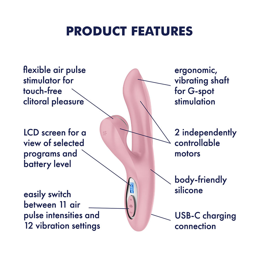 Satisfyer Pro + G-Spot - Pink - Rose Pink 22 cm USB-C Rechargeable Rabbit Vibrator with Touch-Free Clitoral Stimulator