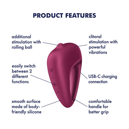 Satisfyer Delighterrr - Berry USB-C Rechargeable Stimulator with Rolling Ball