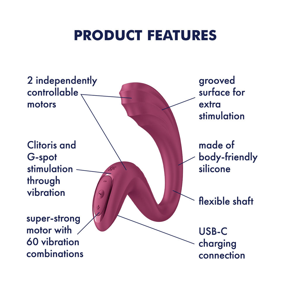 Satisfyer G For Goddess 3 - Wine Red - Wine Red 16 cm USB-C Rechargeable Vibrator with Clit Stim