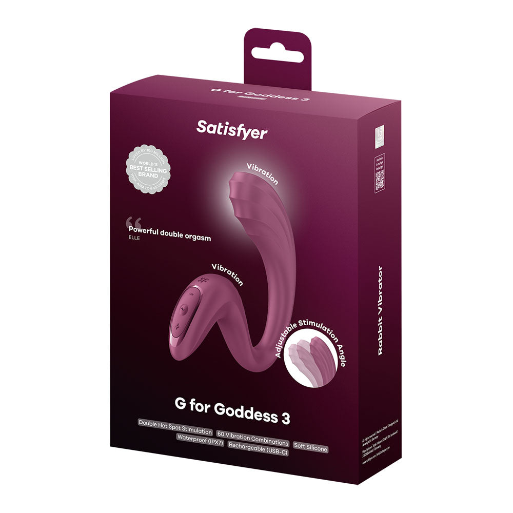 Satisfyer G For Goddess 3 - Wine Red - Wine Red 16 cm USB-C Rechargeable Vibrator with Clit Stim