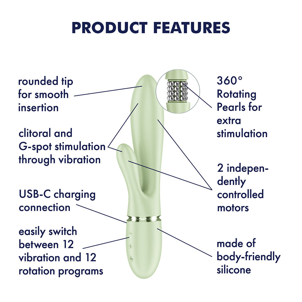Satisfyer Pearl Bunny 2 - Light Green - Light Green 21.5 cm USB-C Rechargeable Rabbit Vibrator