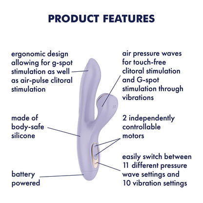 Satisfyer Pro + G-Spot - Battery Series - Lavender Vibrator with Air Pulse Clitoral Stimulator
