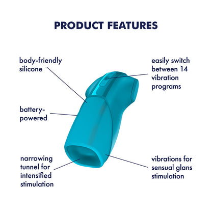 Satisfyer Men Vibration - Battery Series - Blue Vibrating Masturbator