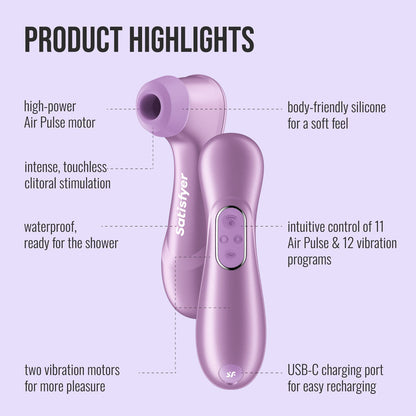 Satisfyer Pro 2 Generation 4 - Amethyst - Amethyst Touch-Free USB-C Rechargeable Clitoral Stimulator with App Control