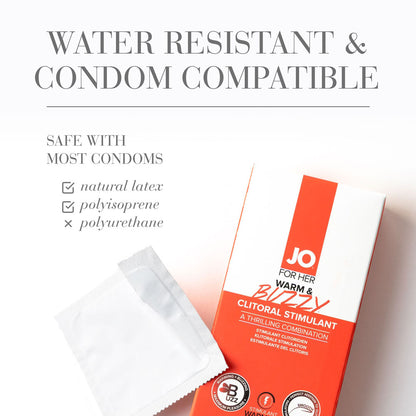 JO Warm & Buzzy Clitoral Stimulant - 10 mL - Warming Clitoral Stimulation Gel - 10 ml Tube
