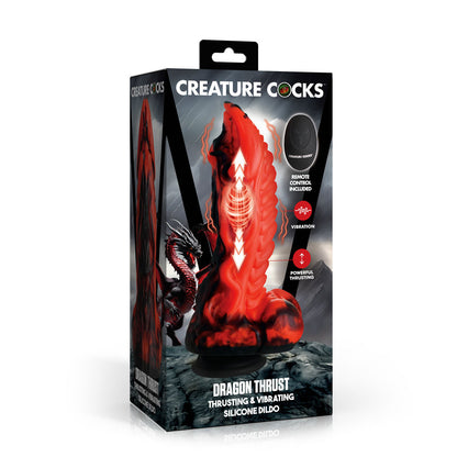 Creature Cocks Dragon Thrust - Red 24.1 cm USB Rechargeable Thrusting & Vibrating Fantasy Dildo with Remote