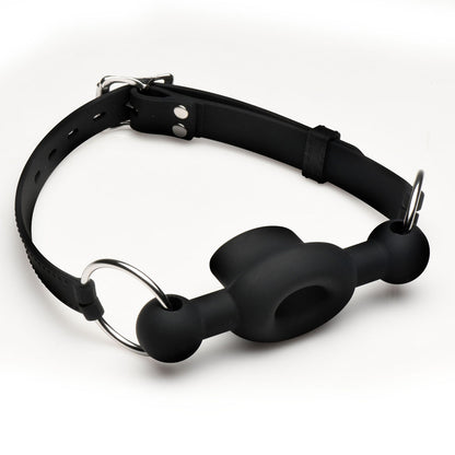Master Series Forced - Black Silicone Feeding Mouth Gag
