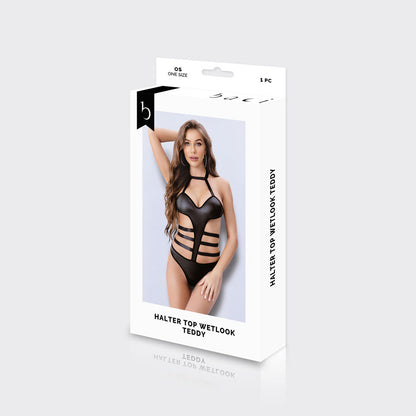 BACI WL Halter Top Wetlook Teddy - Black - One Size