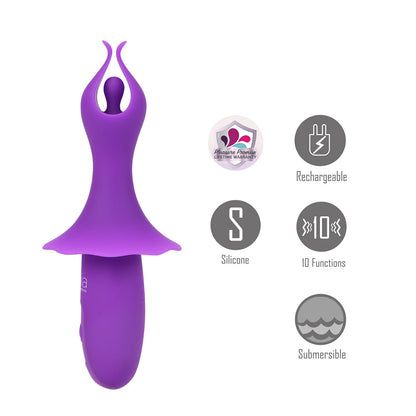 Maia SIENNA - Purple - Purple 15.2 cm USB Rechargeable Fluttering Bullet
