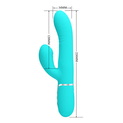 Party Up PAUL Rolling Beads Vibrator - Teal - Teal 22.6 cm USB Rechargeable Thrusting Rabbit Vibrator
