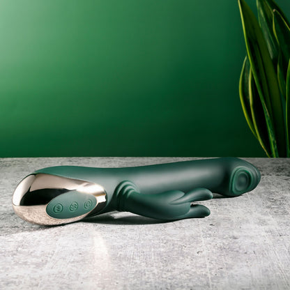Evolved RABBIT TAP TAP - Green 25 cm USB Rechargeable Rabbit Vibrator with Tapping Tip