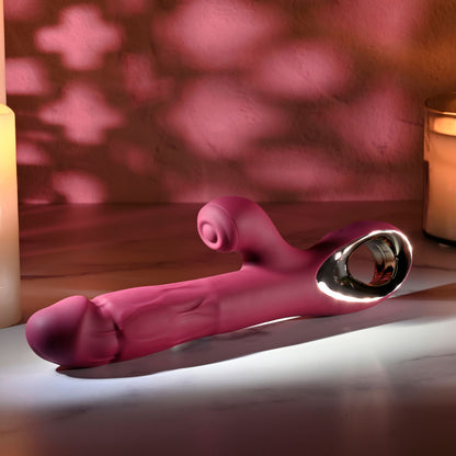 Evolved BURSTING WITH PLEASURE - Red 25.4 cm USB Rechargeable Vibrator with Tapping Clitoral Stimulator