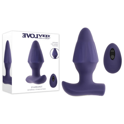 Evolved STARBURST - Purple 10.1 cm USB Rechargeable Vibrating Butt Plug with Wireless Remote