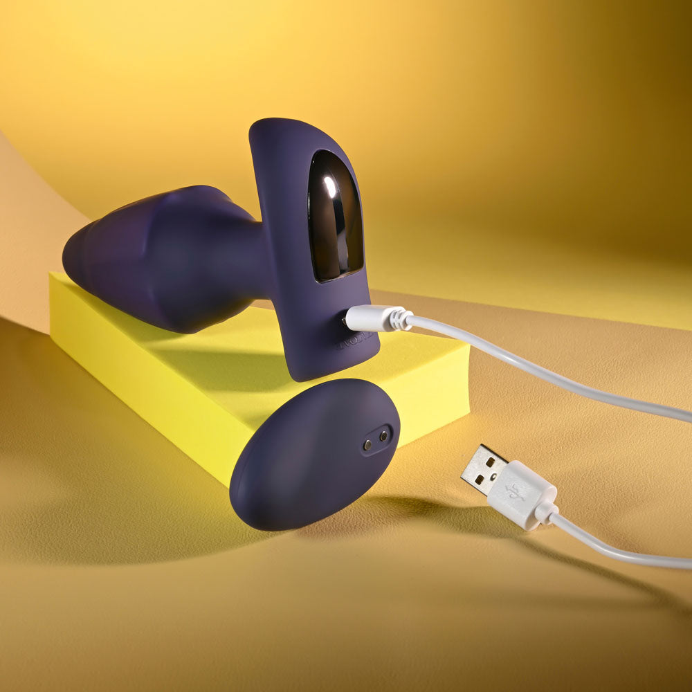 Evolved STARBURST - Purple 10.1 cm USB Rechargeable Vibrating Butt Plug with Wireless Remote