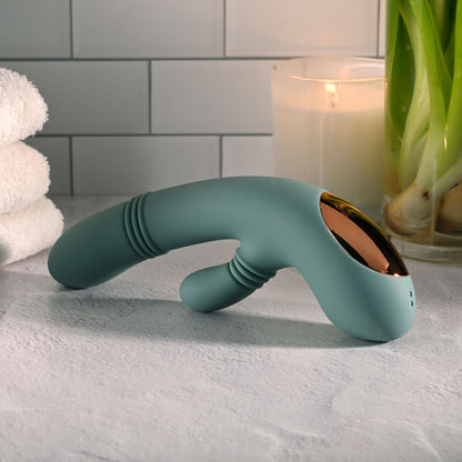 Evolved RUB ME TENDER - Green USB Rechargeable Gyrating & Thrusting Rabbit Vibrator