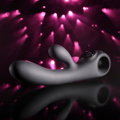 Evolved BLACK MAGIC - Black 20 cm USB Rechargeable Rabbit Vibrator with LED Screen