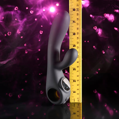 Evolved BLACK MAGIC - Black 20 cm USB Rechargeable Rabbit Vibrator with LED Screen
