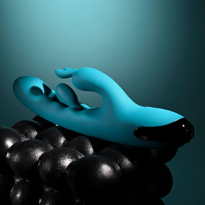 Evolved BUNNY TAPPER - Blue 20 cm USB Rechargeable Rabbit Vibrator with Flicking Shaft