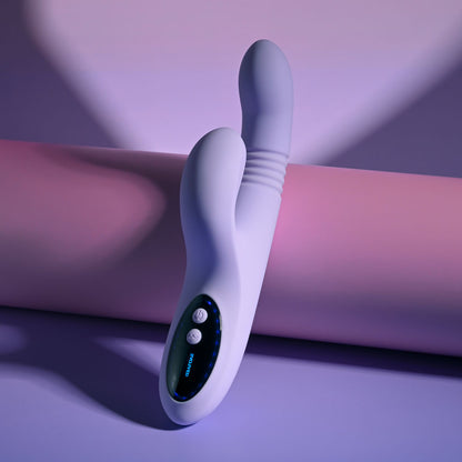 Evolved PEP TALK - Purple 23.3 cm USB Rechargeable Thrusting Vibrator with Tapping Clitoral Stimulator