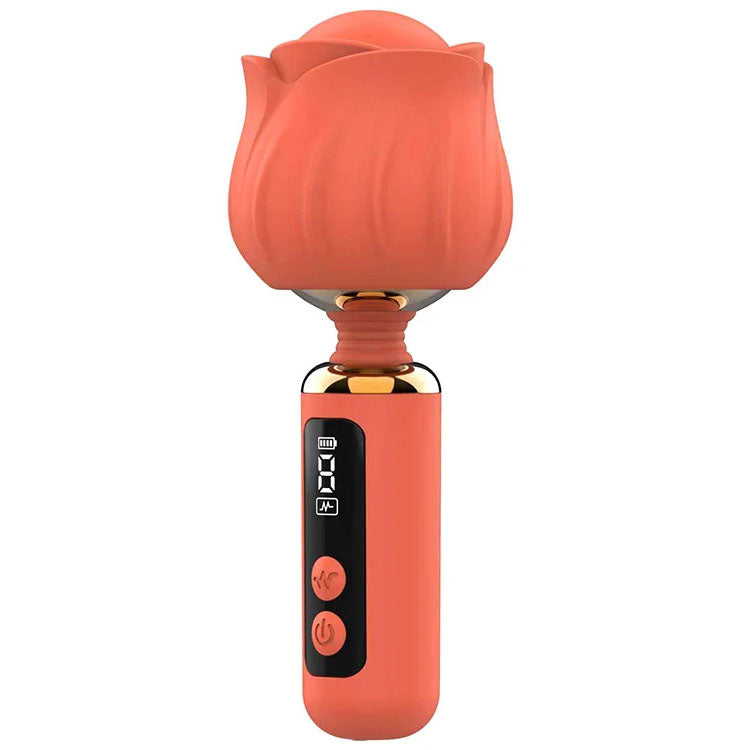 Adam & Eve RIZZY ROSE Mini Wand - Coral - Coral 12.7 cm USB Rechargeable Mini Massager Wand